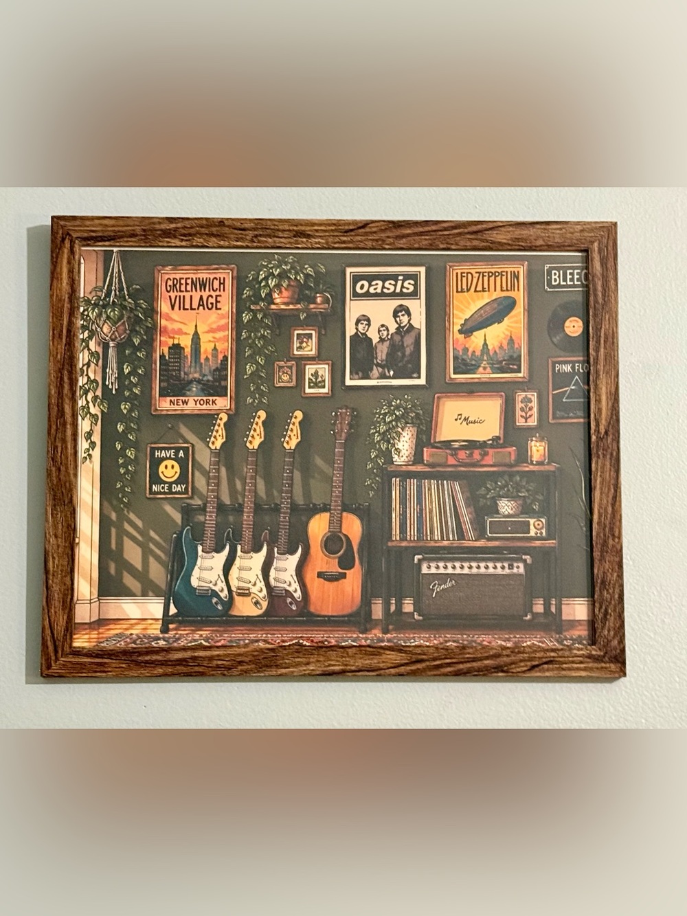 11x14 Wood Framed Music Room Wall Art Print